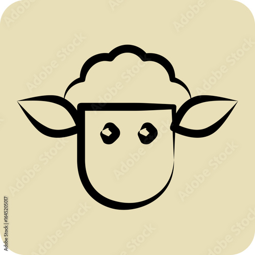 Icon Lamb. related to BBQ symbol. hand drawn style. design editable