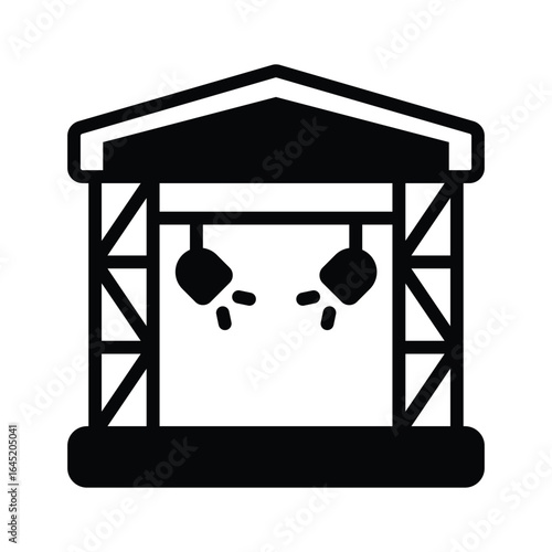 A solid style icon representing decorated performance stage