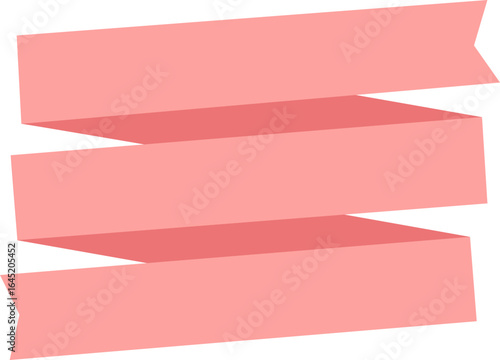 Simple folded pink ribbon banner with three tiers and forked ends.