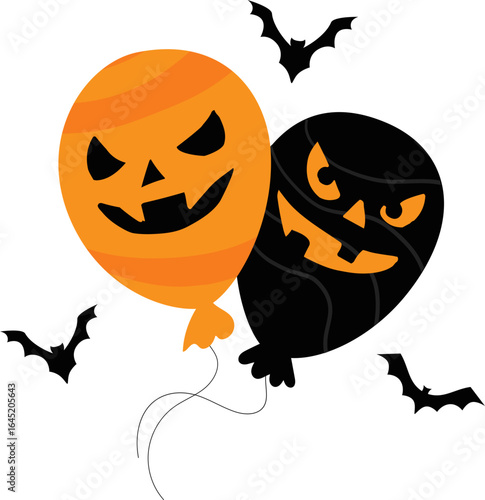 Spooky Halloween Jackolantern Balloons with Bats.