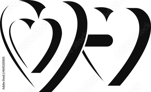 Stylized Black Hearts with a Horizontal Bar.