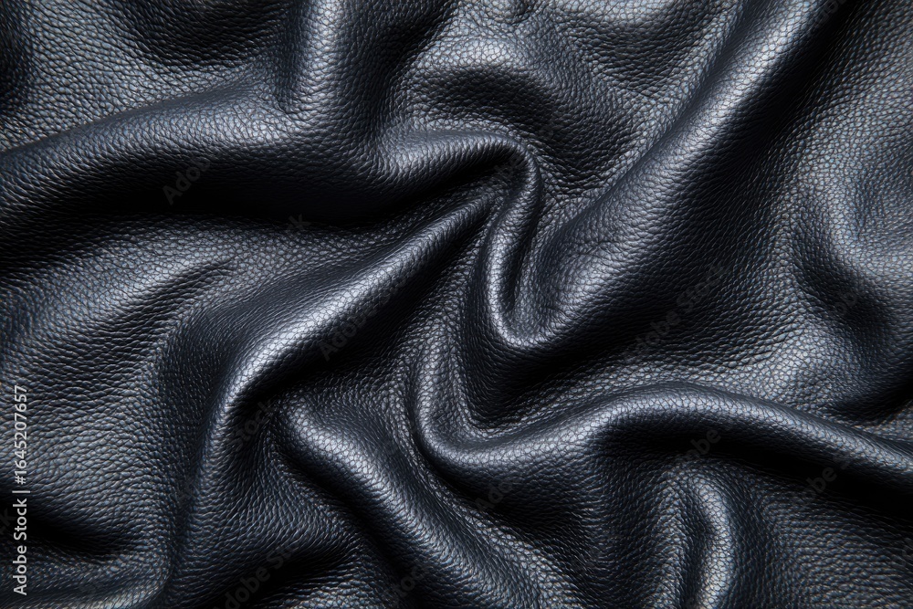 Fototapeta premium Dark leather texture with draped folds