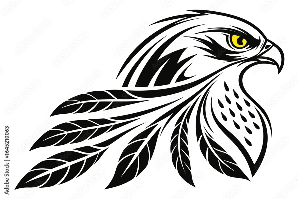 Obraz premium Illustration of an eagle head isolated on white background in black color