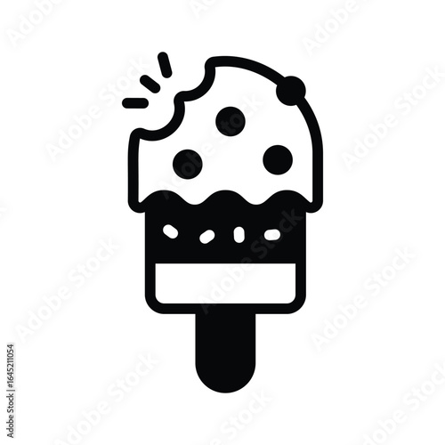 Trendy glyph style icon showing cold popsicle treat