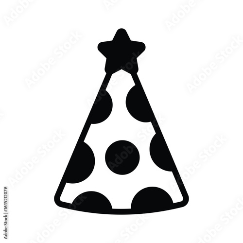 A glyph style icon showing cone party hat