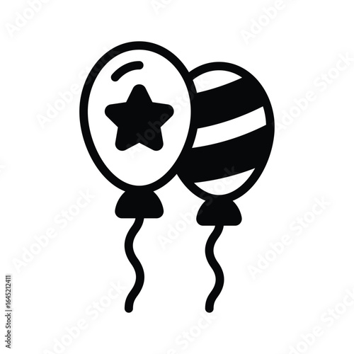 A well designed glyph style icon showing balloons