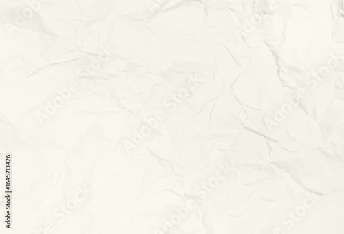 Ecru paper background with rough, crumpled texture. Vintage Korean style dusty cream wallpaper. Off white wrinkled sheet vector template. Thin retro Japanese, Chinese packaging paper.