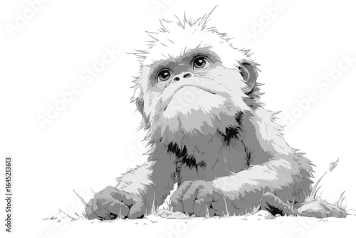 Cute Chibi Orangutan Sitting Vector