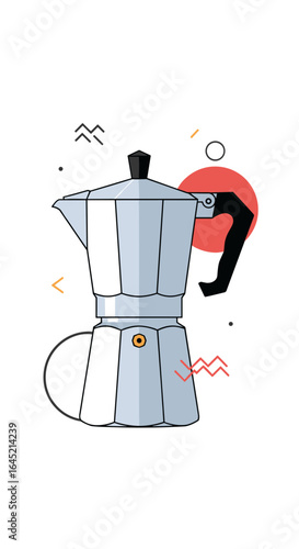 Classic stovetop moka pot for brewing rich italian style espresso coffee at home