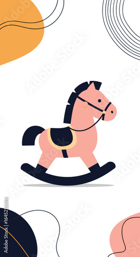 A charming pink rocking horse toy for children's playtime and nursery decor ideas