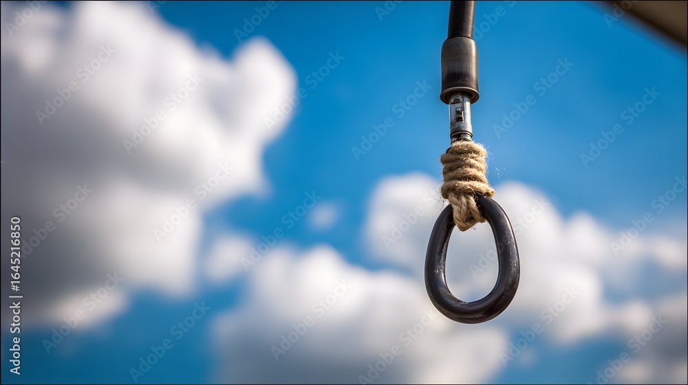 Obraz premium Close-up of a rope loop hanging against a clear sky.