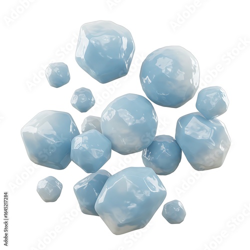 3D cartoon hail spheres with icy texture