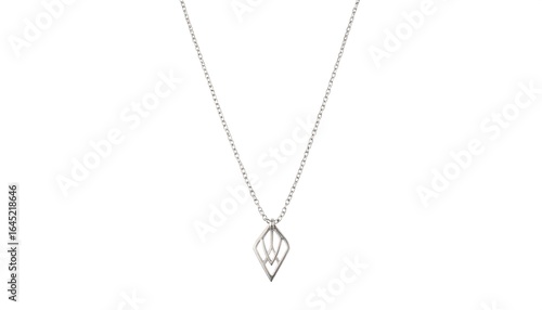 Wallpaper Mural Silver Geometric Diamond Shaped Pendant Necklace on White Background Torontodigital.ca