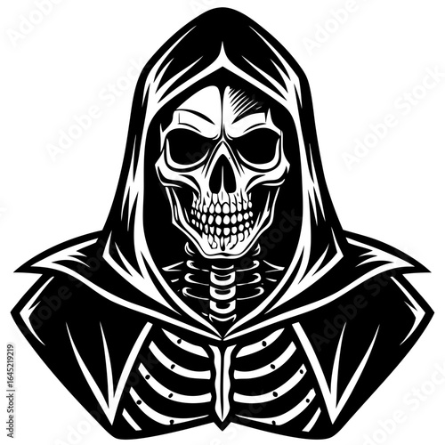Hooded Skeleton Vector Art, Skull and Hoodie Illustration, Streetwear Graphic