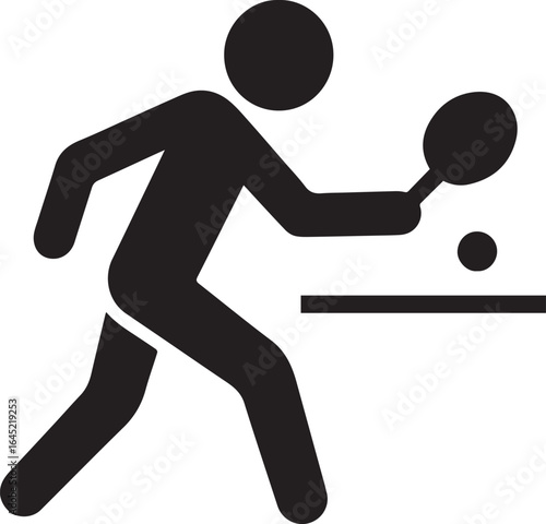 Minimalist Table Tennis Player Illustration Capturing Focus, Agility, and Precision of the Game with Clean Lines and Design
