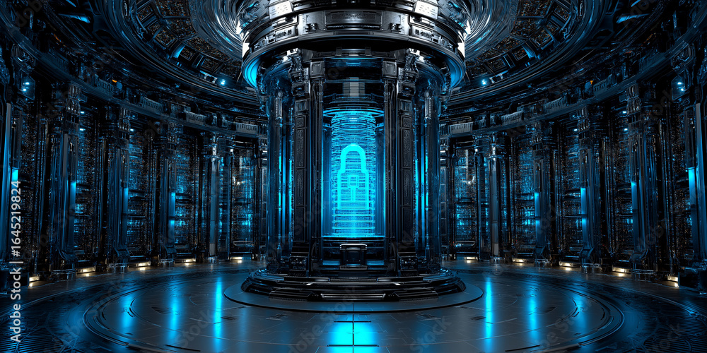 Obraz premium Future of computing quantum encryption enhancing data security in a high-tech environment