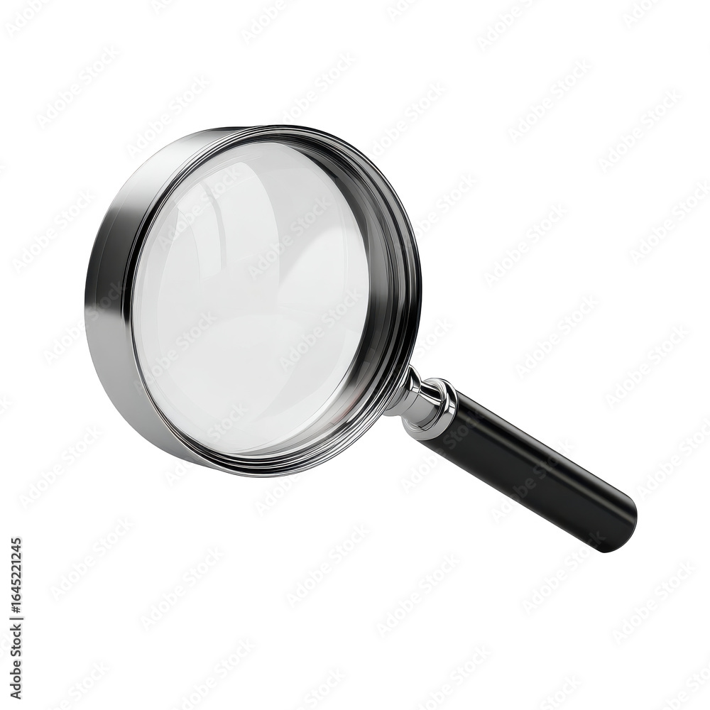 Magnifying glass, search and find objects on black background isolated on transparent background Magnifying glass, search and find objects on black background isolated on transparent background