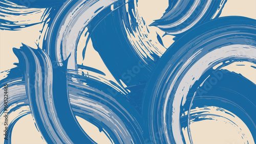 Abstract Brushstroke Swirls in Blues and Beige Artistic Background Texture Design
