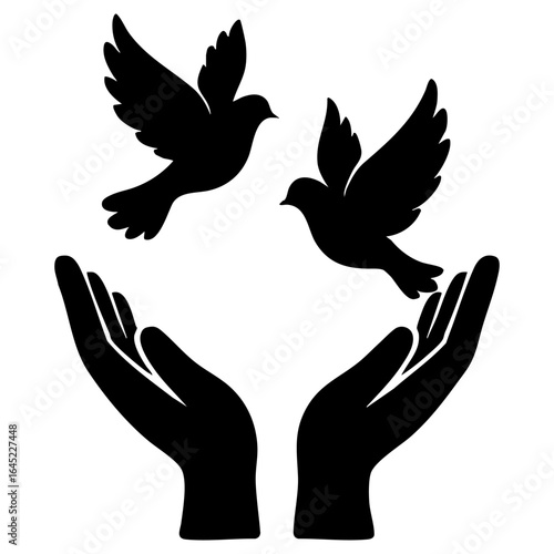 hand releasing doves vector