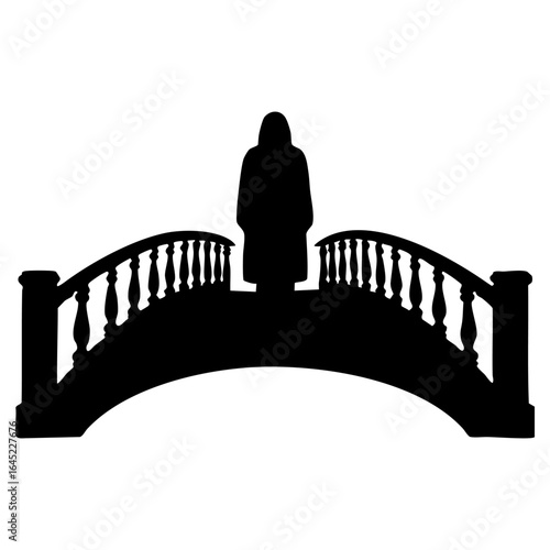 lone shadow on old bridge
