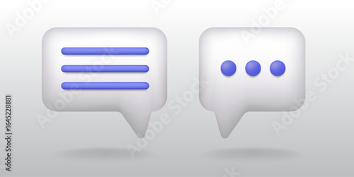 3d white dialogue chatting support icon for contact and information application or community forum. bubble text box marketing business. Notice, conversation message chatbot. Cute illustration vector.