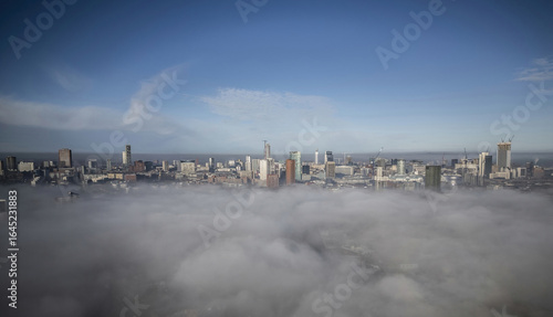 Wallpaper Mural Incredible drone aerial view of Birmingham city centre above cloud inversion foggy weather Torontodigital.ca