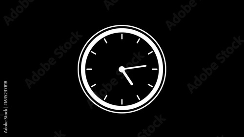 Wallpaper Mural Minimalist Clock icon Animation on Black Background, Simple watch. 4K Video Torontodigital.ca