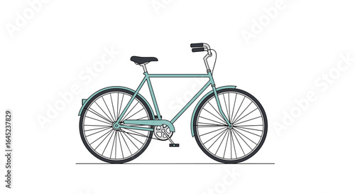 Classic urban commuter bicycle with fenders and comfortable saddle perfect for city rides