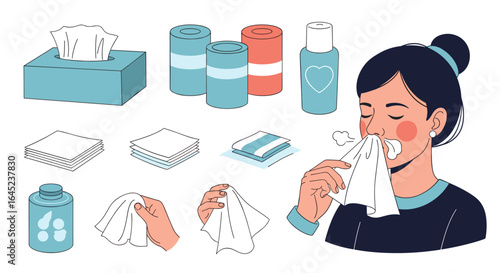 Health and personal care items for managing colds and allergies comfortably and effectively