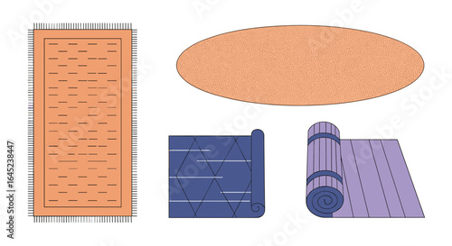 Comfortable floor coverings for relaxation and exercise including mats and rugs
