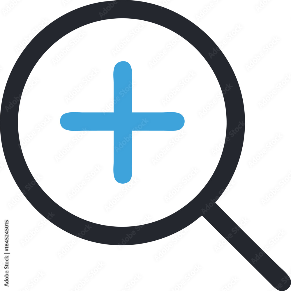 Fototapeta premium Magnifying Glass With Plus Symbol Icon On White Background zoom increase