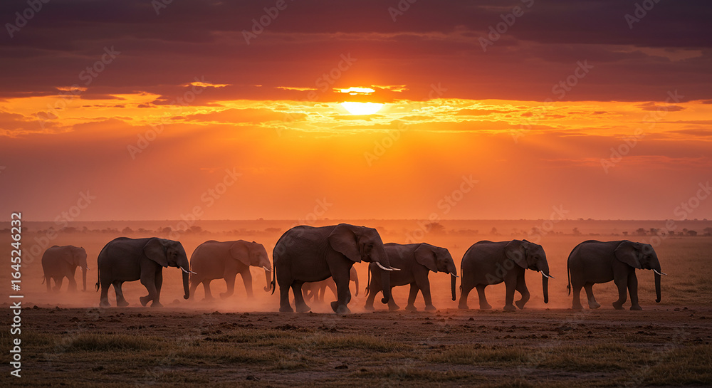 Fototapeta premium horses on sunset