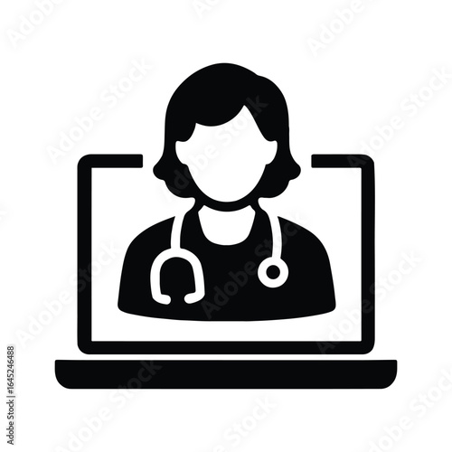 Online Doctor Consultation Icon Vector

