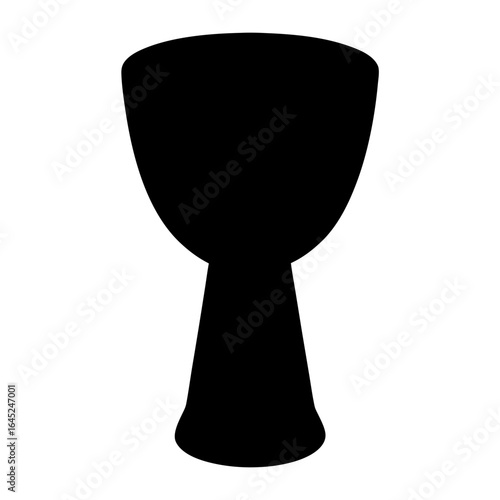 Silhouette of a djembe drum, African percussion instrument, on white background
