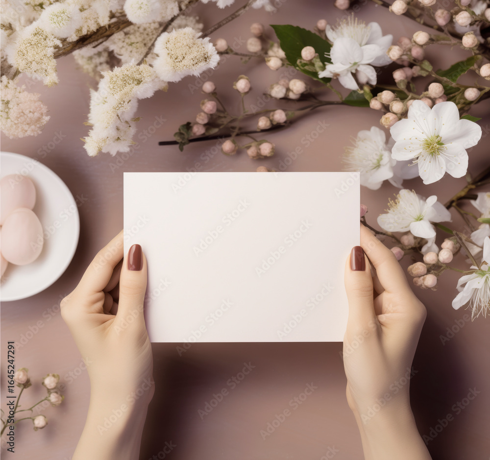 Obraz premium Easter and Spring Card Mockup.