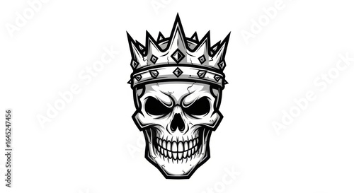 Skull Wearing a Spiked Crown King Illustration