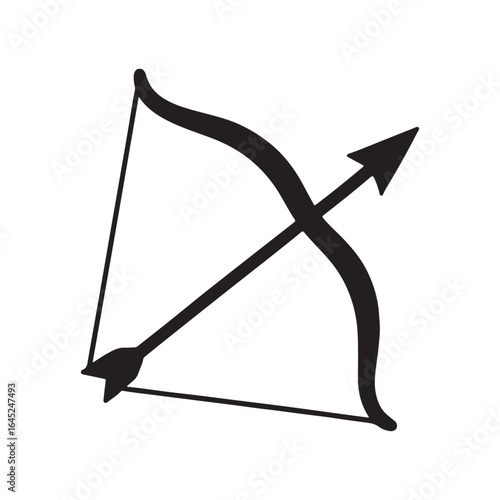 Bow and Arrow Silhouette Icon Archery Hunting Vector Illustration

