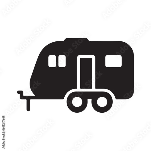 Travel Trailer Silhouette Icon Camping Caravan Vector Illustration

