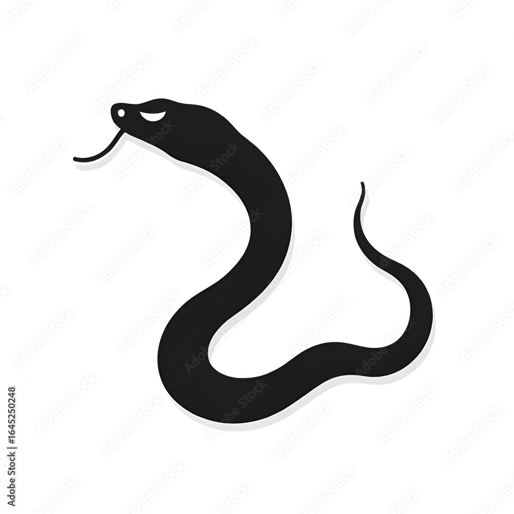 Fototapeta premium Coiled Snake Silhouette on White Background