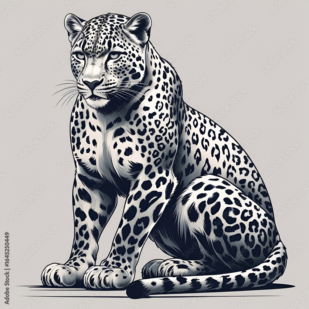 Naklejka premium Sleek Leopard in Artistic Style