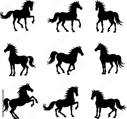 Horse Silhouette Collection Running and Walking" Vector Bundle