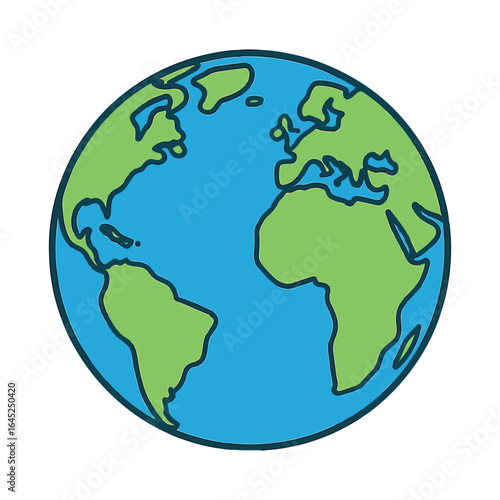 Earth Globe Icon World Map Vector Illustration

