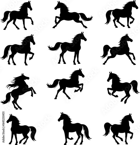 Horse Silhouette Collection Running and Walking" Vector Bundle
