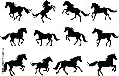 Horse Silhouette Collection Running and Walking" Vector Bundle
