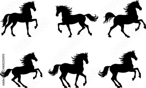 Horse Silhouette Collection Running and Walking" Vector Bundle