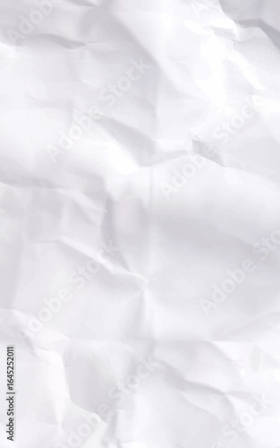 A blank sheet of white crumpled paper with a textured, wrinkled surface