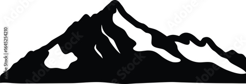 Majestic Mountain Range Silhouette Vector with Transparent Background - Adventure, Nature, Outdoor, Logo Element.