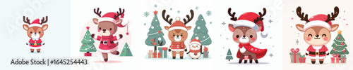 reindeer vector in Christmas costume