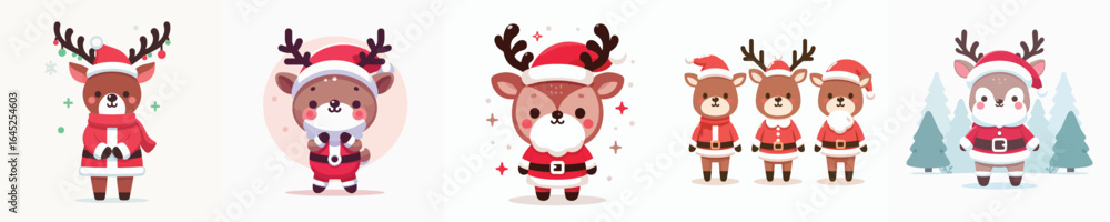 Naklejka premium reindeer vector in Christmas costume