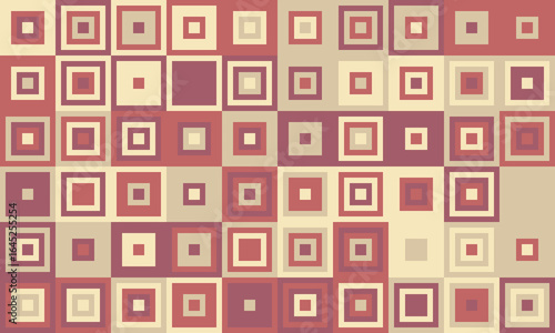 Abstract geometric background featuring a repeating pattern of nested squares in muted earth tones.  Ideal for website banners, presentations, or textile design.